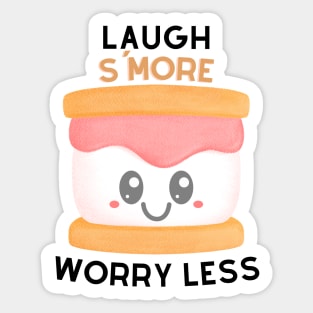 Laugh S'More Worry Less - Smiling Marshmallow Face Sticker